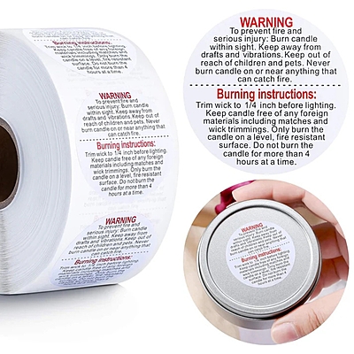 Candle Accessory - Warning Sticker (1 Roll of 1000 Stickers) Candle Accessory - Warning Sticker (1 Roll of 1000 Stickers)