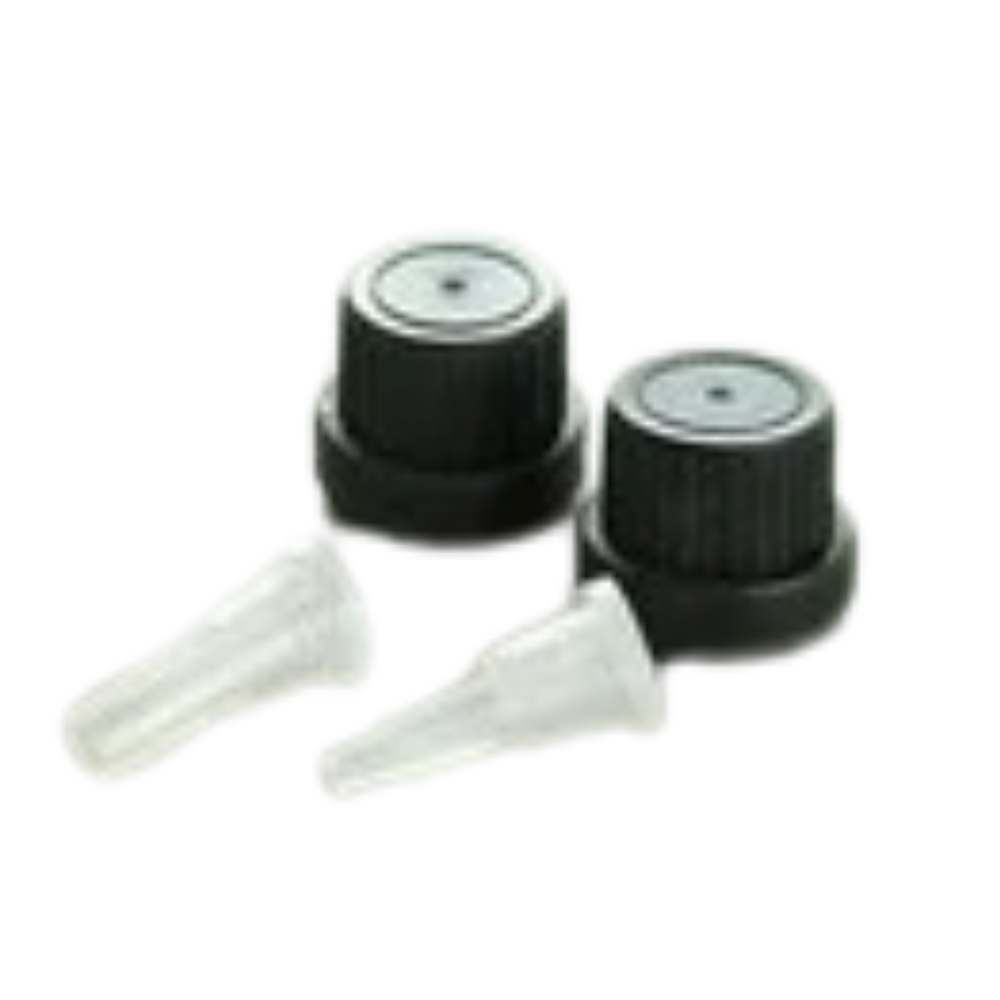 18 mm Plastic Black Seal Cap with Inner Clear Dropper Serum - THICK 18 mm Plastic Black Seal Cap with Inner Clear Dropper Serum - THICK