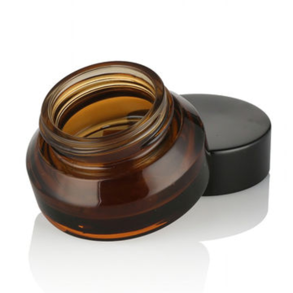 Slant AMBER Glass Jar 50ml BLACK CAP Slant AMBER Glass Jar 50ml BLACK CAP