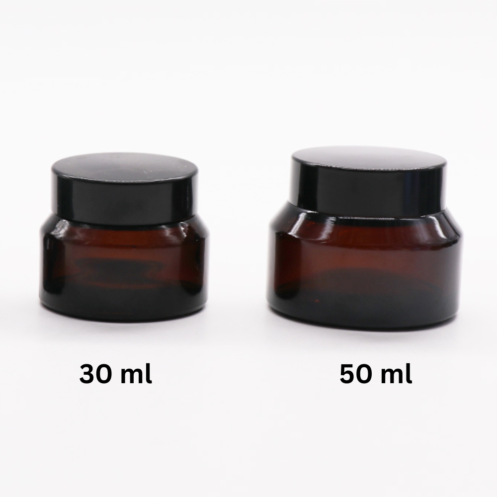 Slant AMBER Glass Jar 50ml BLACK CAP Slant AMBER Glass Jar 50ml BLACK CAP