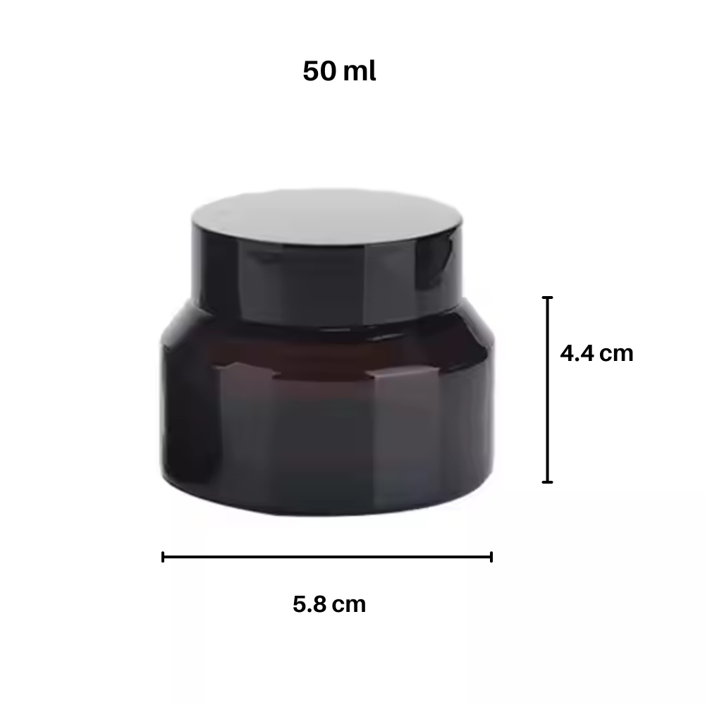 Slant AMBER Glass Jar 50ml BLACK CAP Slant AMBER Glass Jar 50ml BLACK CAP