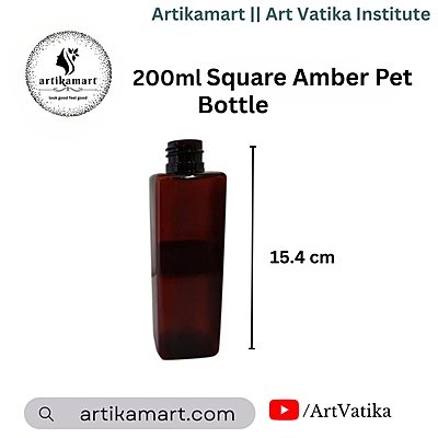 200ml SQUARE PET Bottle AMBER - 24mm Neck