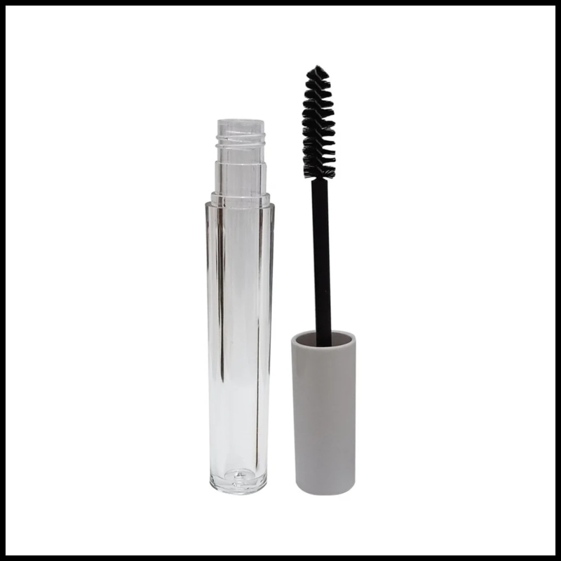 Mascara - ROUND - White Cap - 4ml - Tall Clear Container - Glossy