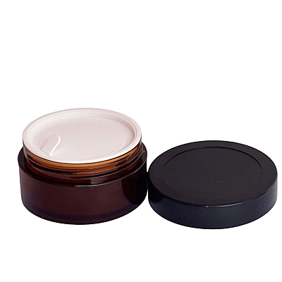 Acrylic San Jar Amber + White Inner + Black Cap - 25g Acrylic San Jar Amber + White Inner + Black Cap - 25g
