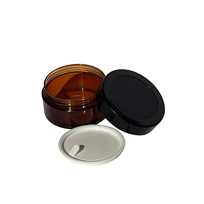 Acrylic San Jar Amber + White Inner + Black Cap - 25g Acrylic San Jar Amber + White Inner + Black Cap - 25g
