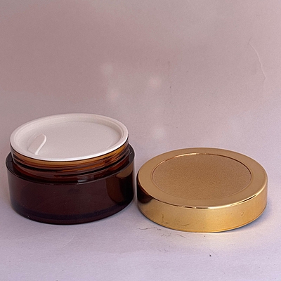 Acrylic San Jar Amber + White Inner + GOLDEN Cap - 25g Acrylic San Jar Amber + White Inner + GOLDEN Cap - 25g