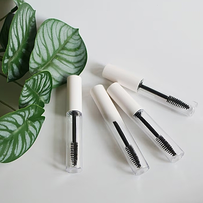 Mascara - ROUND - White Cap - 4ml - Tall Clear Container - Glossy