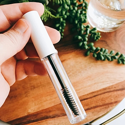 Mascara - ROUND - White Cap - 4ml - Tall Clear Container - Glossy