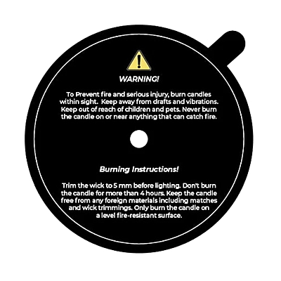 Candle Accessory - Dust Cover (Warning Label) - Black (Pack of 50) Candle Accessory - Dust Cover (Warning Label) - Black (Pack of 50)