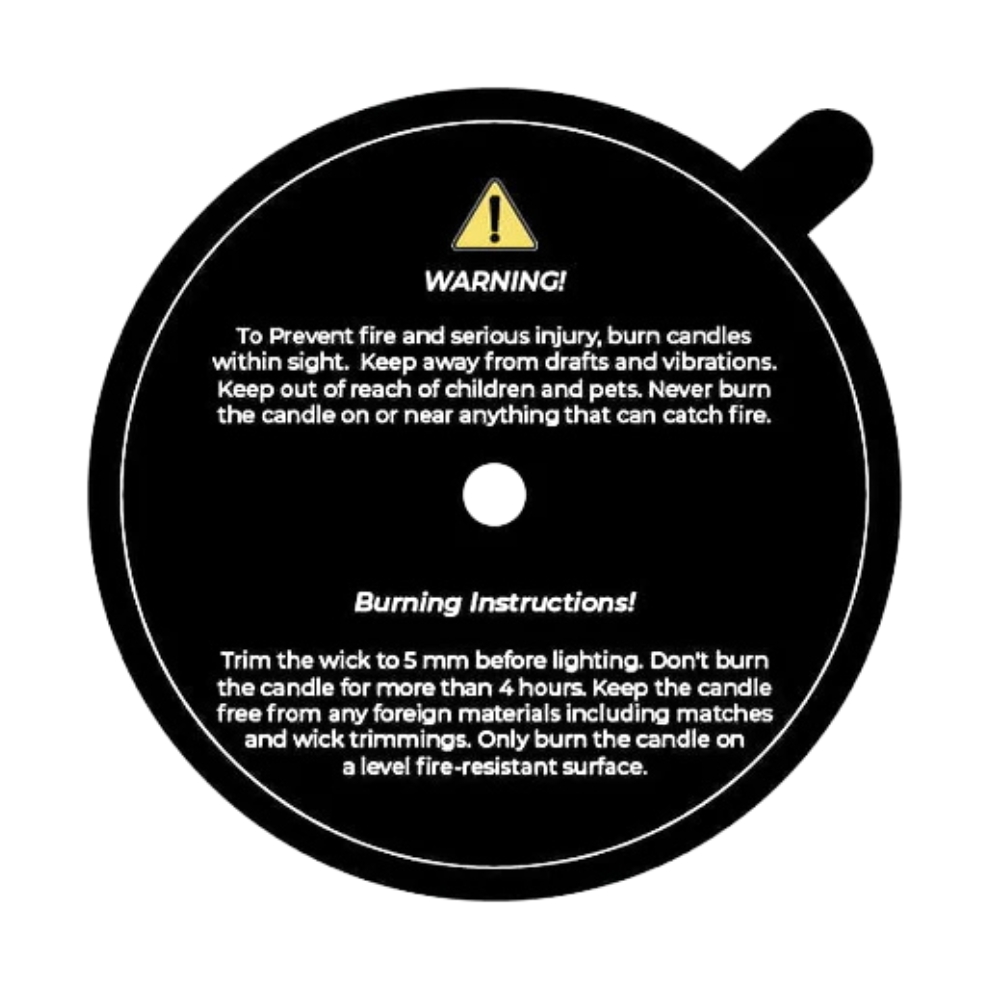 Candle Accessory - Dust Cover (Warning Label) - Black (Pack of 50) Candle Accessory - Dust Cover (Warning Label) - Black (Pack of 50)