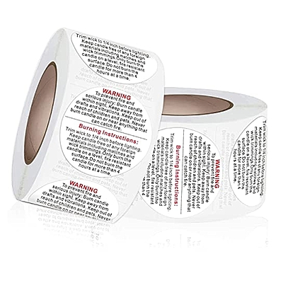 Candle Accessory - Warning Sticker 1 inch (1 Roll of 500 Stickers) Candle Accessory - Warning Sticker 1 inch (1 Roll of 500 Stickers)