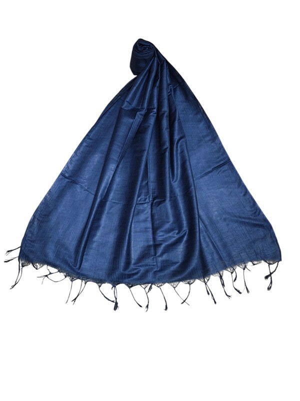 Indigo Plain Cotton Silk Dupatta