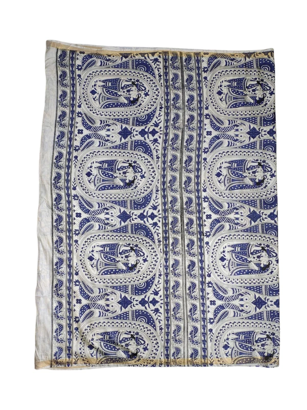 Purple Kalamkari Print Saree with Unstitched Blouse