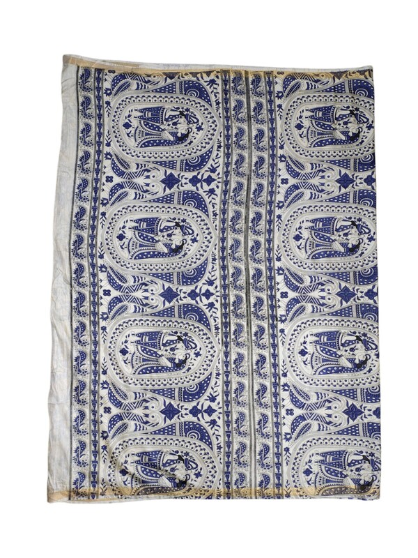 Purple Kalamkari Print Saree with Unstitched Blouse