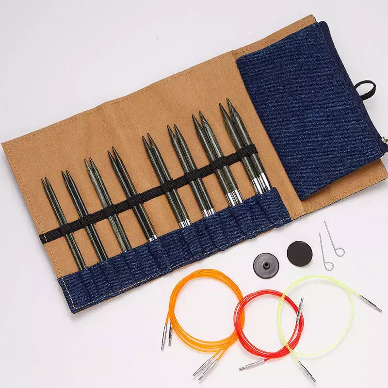 KnitPro Denim Indigo Wood Interchangeable Needle Set 13cm/5"-20643 KnitPro Denim Indigo Wood Interchangeable Needle Set 13cm/5"-20643