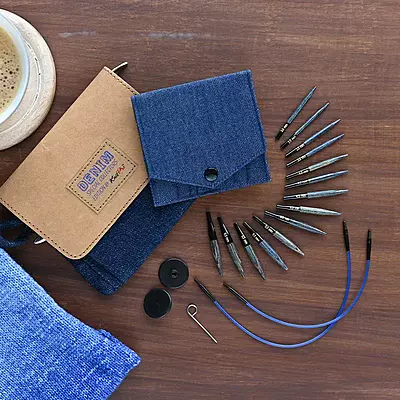 KnitPro Denim Indigo Wood Mini Interchangeable  Needle Set 5cm/2"-20645