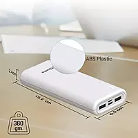 Portronics Indo 20X POR-1018, 20,000mAh Power Bank with LED Indicator, 2.0A Dual Input (Type C + Micro USB) and Dual USB Output (2.1A + 1.0A) for All Android and iOS Devices (White)