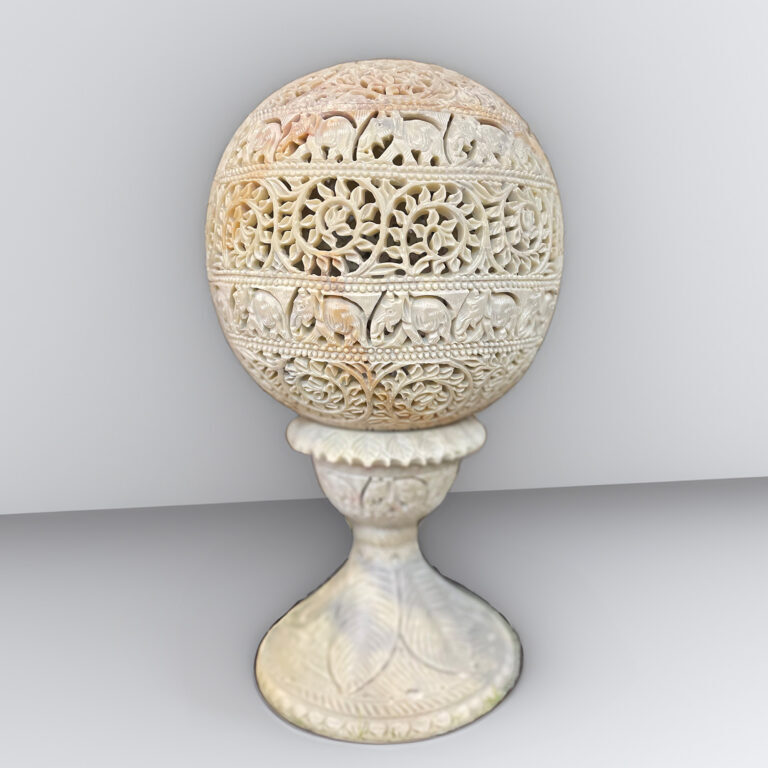 Intricate Carved Marble Sphere Lamp