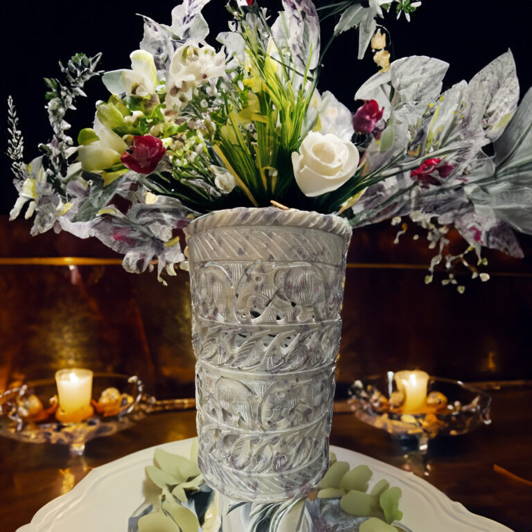 Intricate Carved Stone Flower Pot