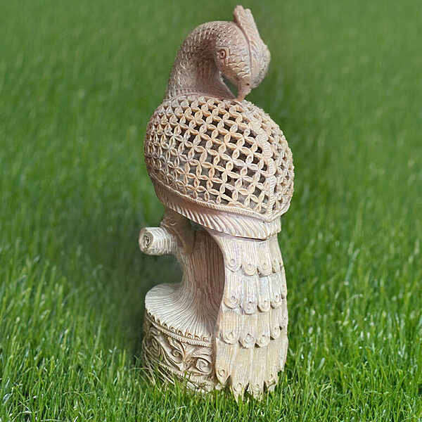 Intricate Marble Peacock Sculpture