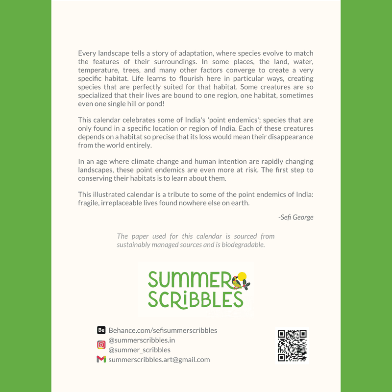 Nowhere Else on Earth 2026 Desk Calendar (Indian Endemic Species)