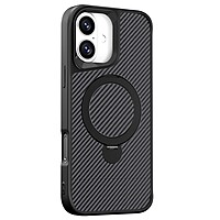 For iPhone 15 Pro Phone Case cover with Magnetic Kickstand TPU + PC Carbon Fiber Back Cover