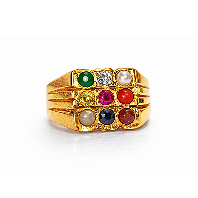 Impon Panchaloha Stone Ring for Men – Traditional Astrology Finger Ring Crafted in Five Metal Alloy