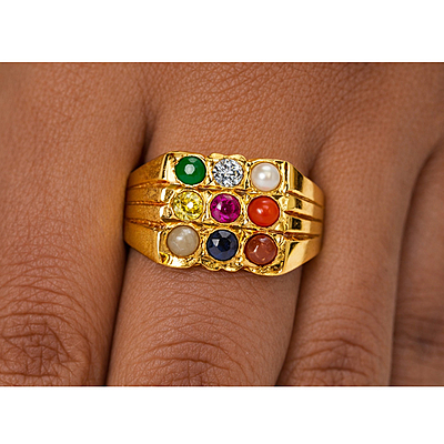 Impon Panchaloha Stone Ring for Men – Traditional Astrology Finger Ring Crafted in Five Metal Alloy