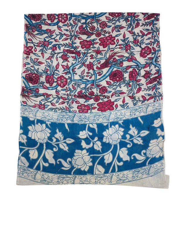 Wine & Teal Kalamkari Pure Cotton Dupatta