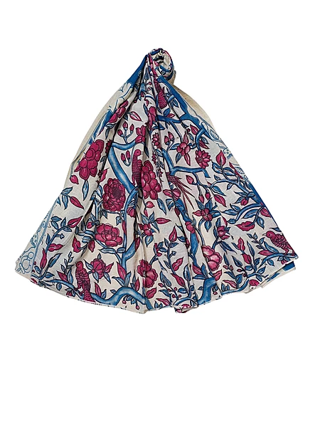 Wine & Teal Kalamkari Pure Cotton Dupatta