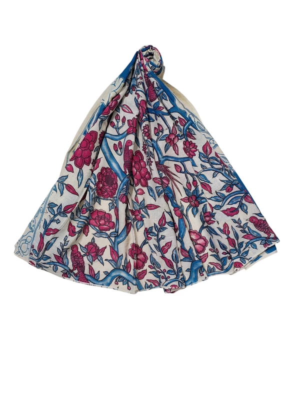 Wine & Teal Kalamkari Pure Cotton Dupatta