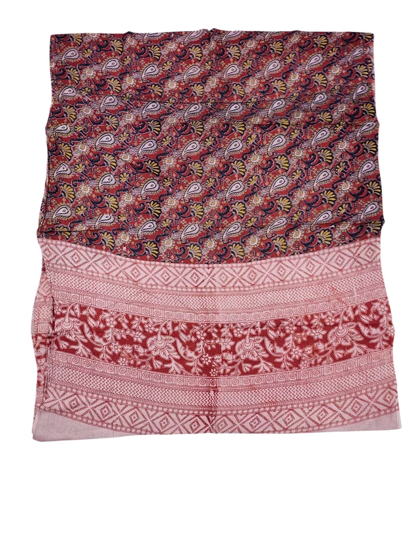 Maroon Kalamkari Pure Cotton Dupatta