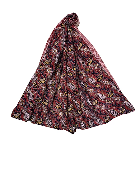 Maroon Kalamkari Pure Cotton Dupatta