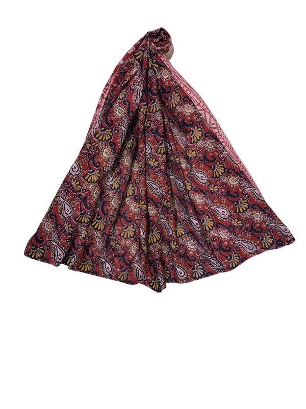 Maroon Kalamkari Pure Cotton Dupatta