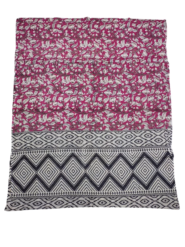 Pink & Black Kalamkari Pure Cotton Dupatta