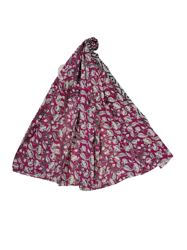 Pink & Black Kalamkari Pure Cotton Dupatta