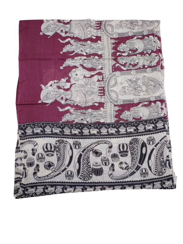 Wine Kalamkari Pure Cotton Dupatta