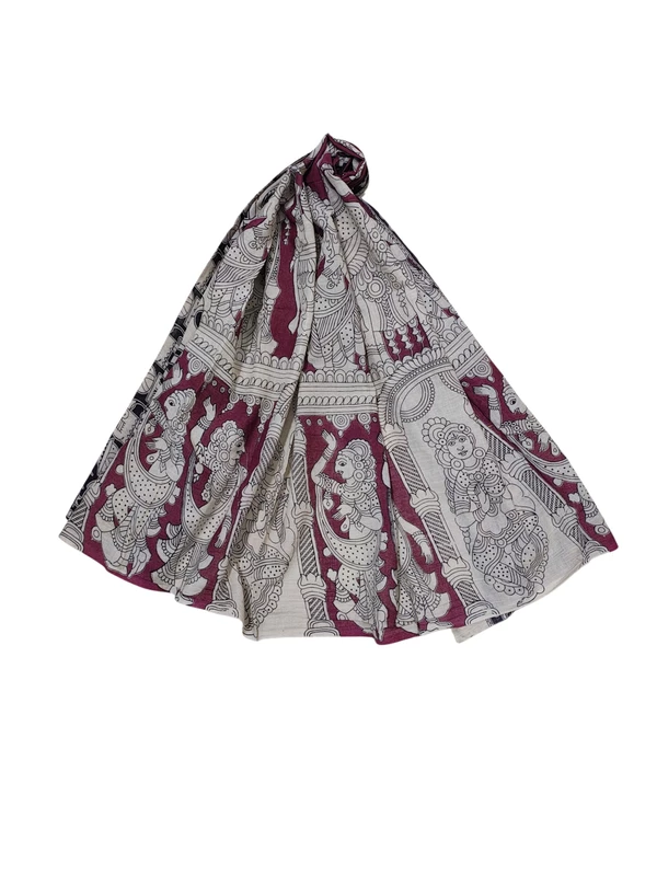 Wine Kalamkari Pure Cotton Dupatta