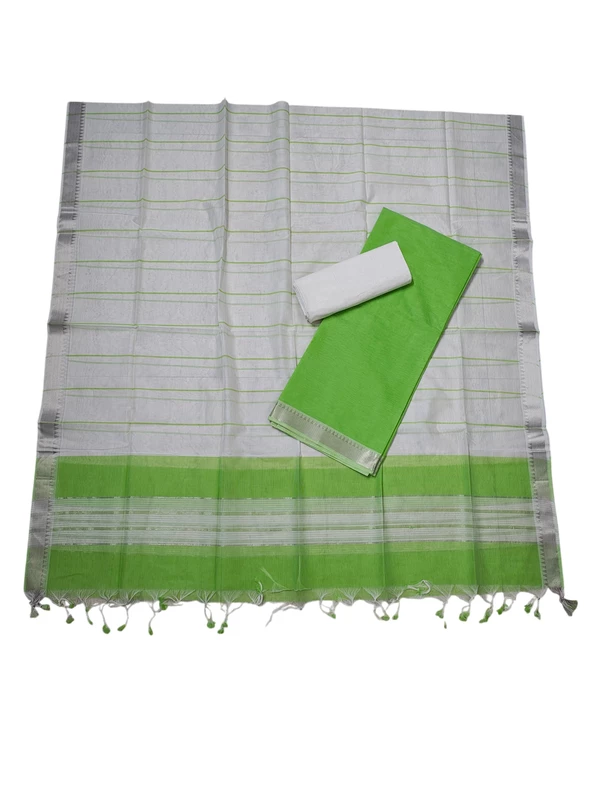 Light Green Mangalagiri Cotton Dress Materials for Women