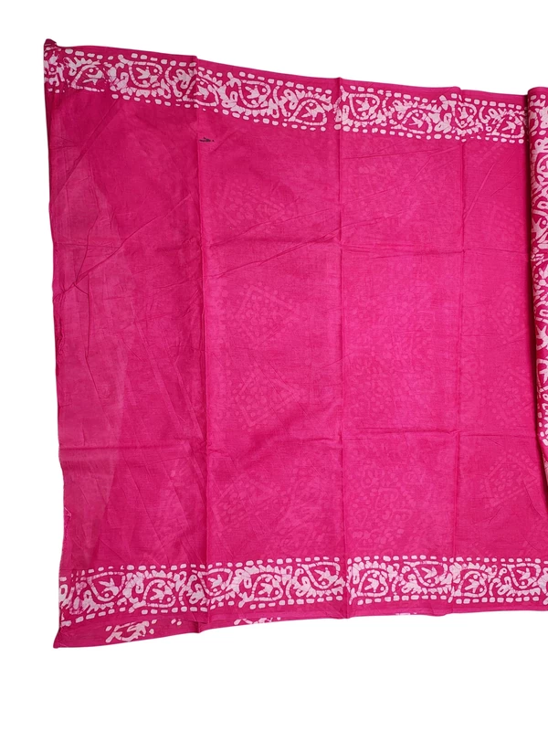Pink Hand Block Print Pure Cotton Saree with Running Blouse