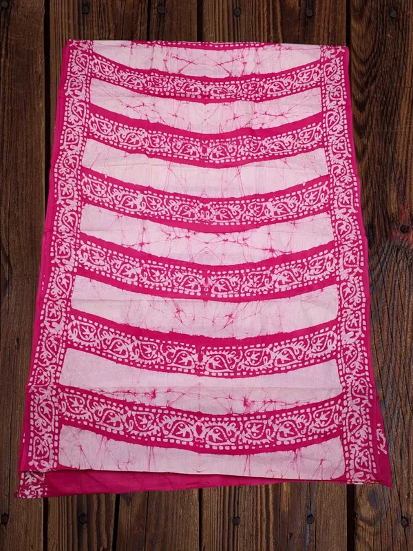 Pink Hand Block Print Pure Cotton Saree with Running Blouse