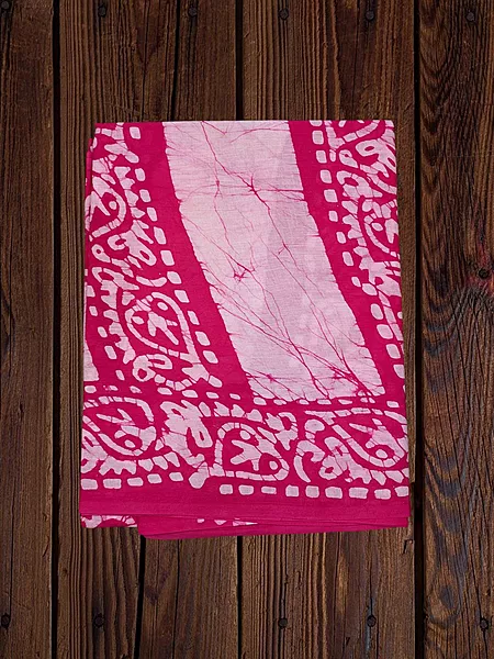 Pink Hand Block Print Pure Cotton Saree with Running Blouse