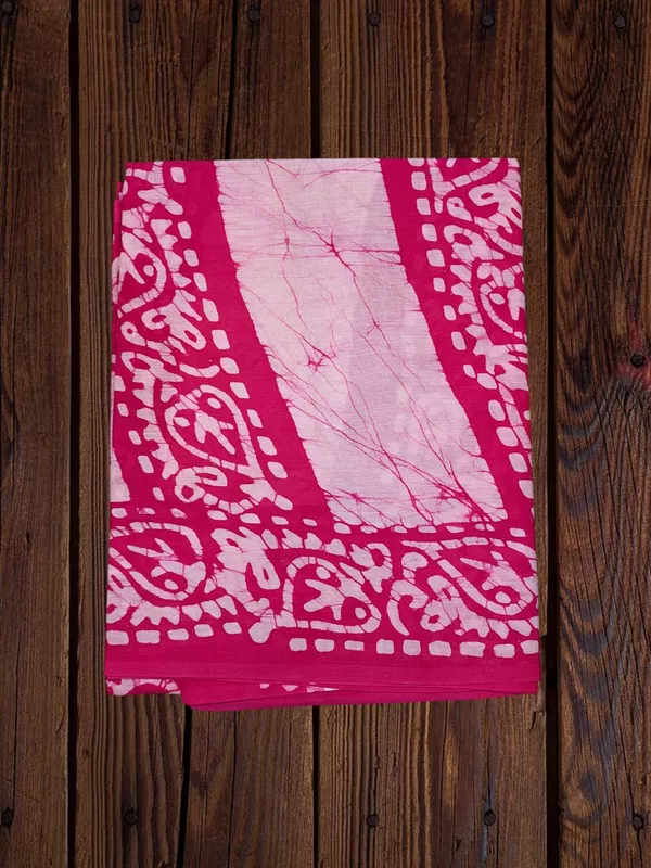 Pink Hand Block Print Pure Cotton Saree with Running Blouse