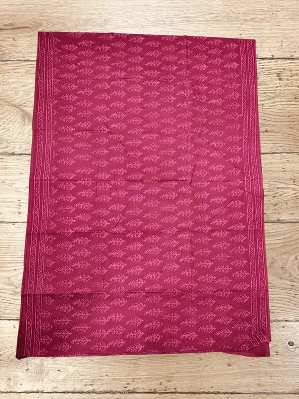 Maroon Hand Block Print Pure Cotton Saree with Running Blouse