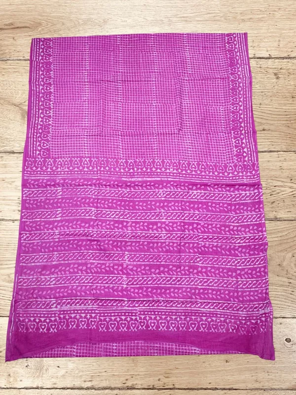 Pink Hand Block Print Suit Saree with Running Blouse
