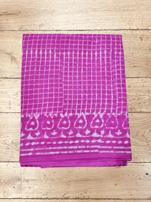 Pink Hand Block Print Suit Saree with Running Blouse
