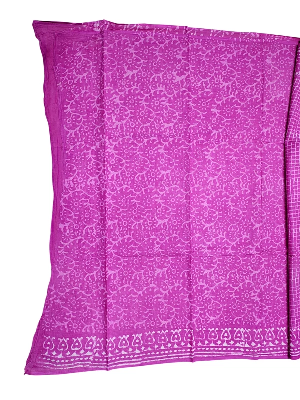 Pink Hand Block Print Suit Saree with Running Blouse