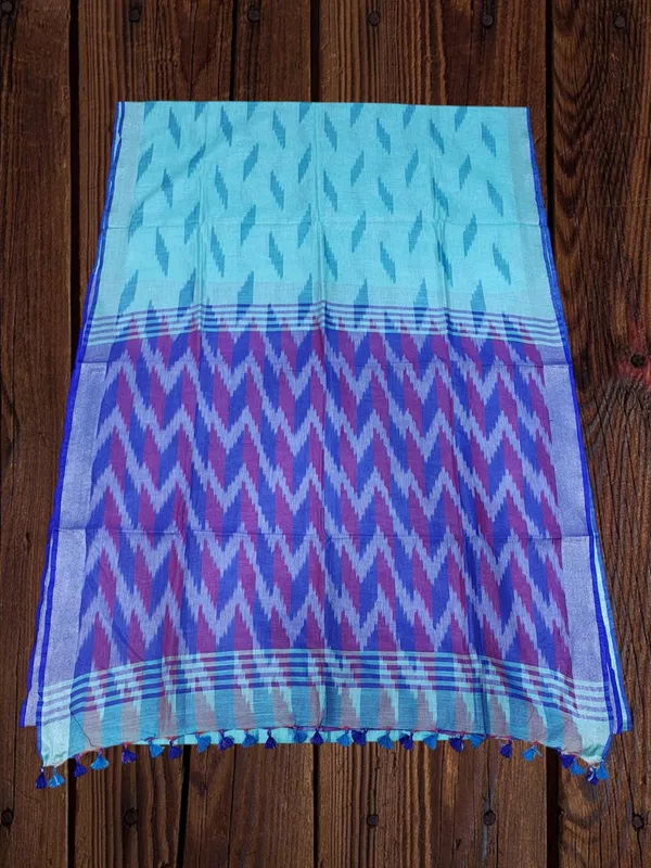 Blue & Purple Odisha Ikkat Pure Cotton Saree with Unstitched Blouse