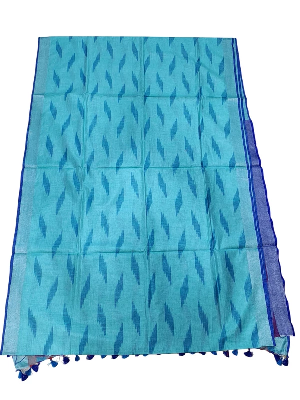 Blue & Purple Odisha Ikkat Pure Cotton Saree with Unstitched Blouse