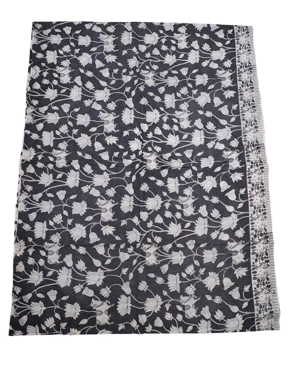 Black Kalamkari Pure Cotton Saree with Unstitched Blouse